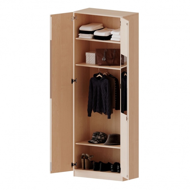 Garderobenschrank, 6 OH, 2 Türen, abschließbar, B/H/T 80x226x50cm 